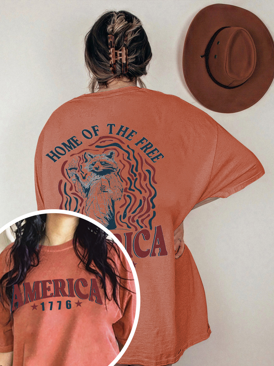 America Funny Raccoon T-Shirt-lovefitte