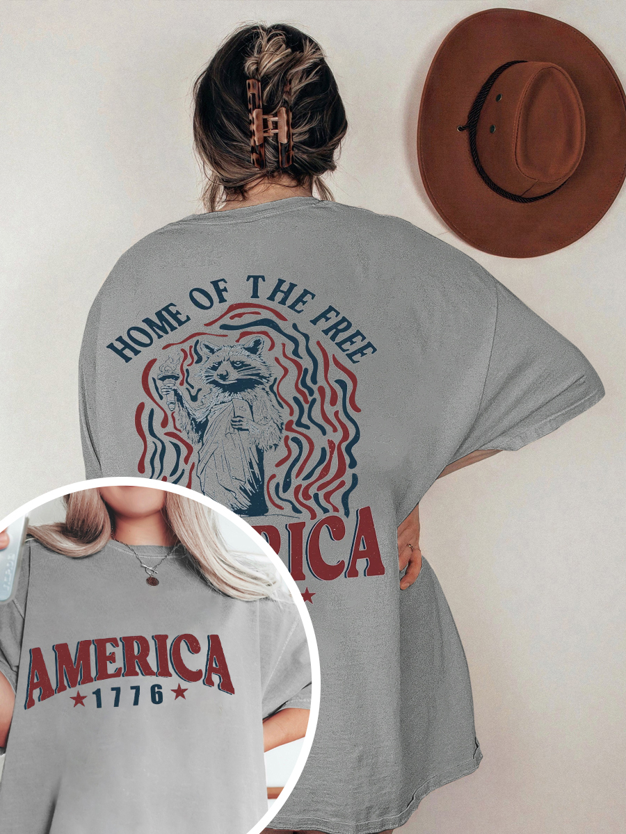 America Funny Raccoon T-Shirt-lovefitte