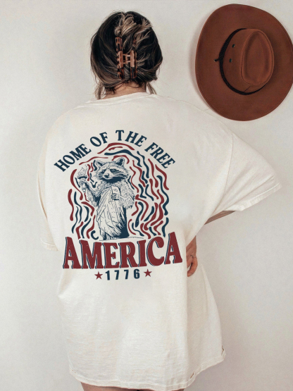 America Funny Raccoon T-Shirt-lovefitte