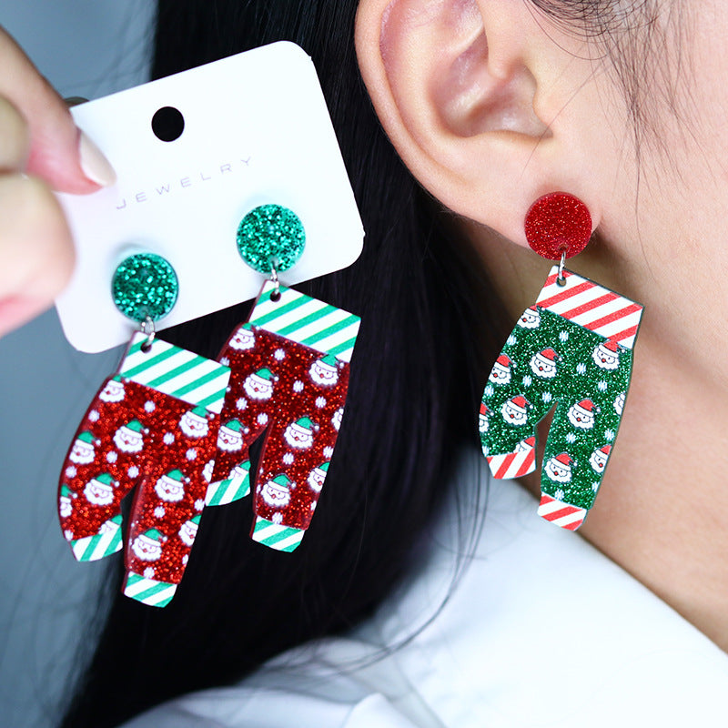 Santa Claus Christmas Pants Earrings-lovefitte