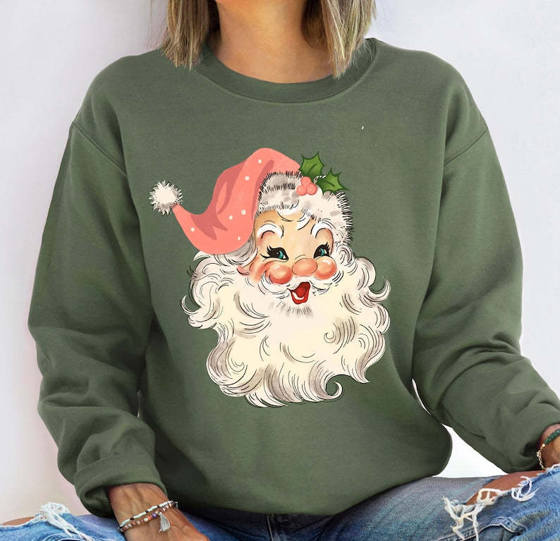 Retro Pink Santa Sweatshirt-lovefitte
