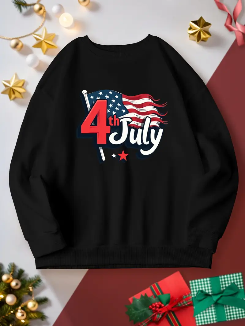4th July Graphic Print Sweatshirt