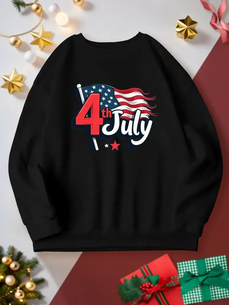 4th July Graphic Print Sweatshirt