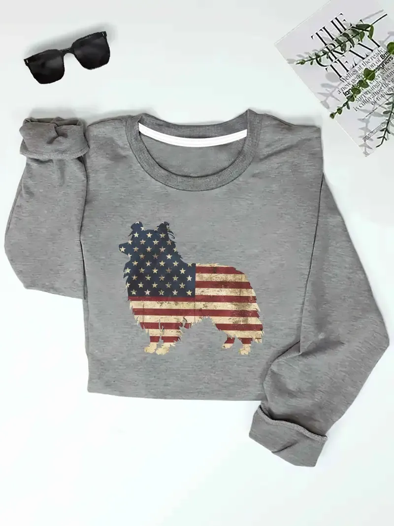  Collie Dog with American Flag Sweatshirt