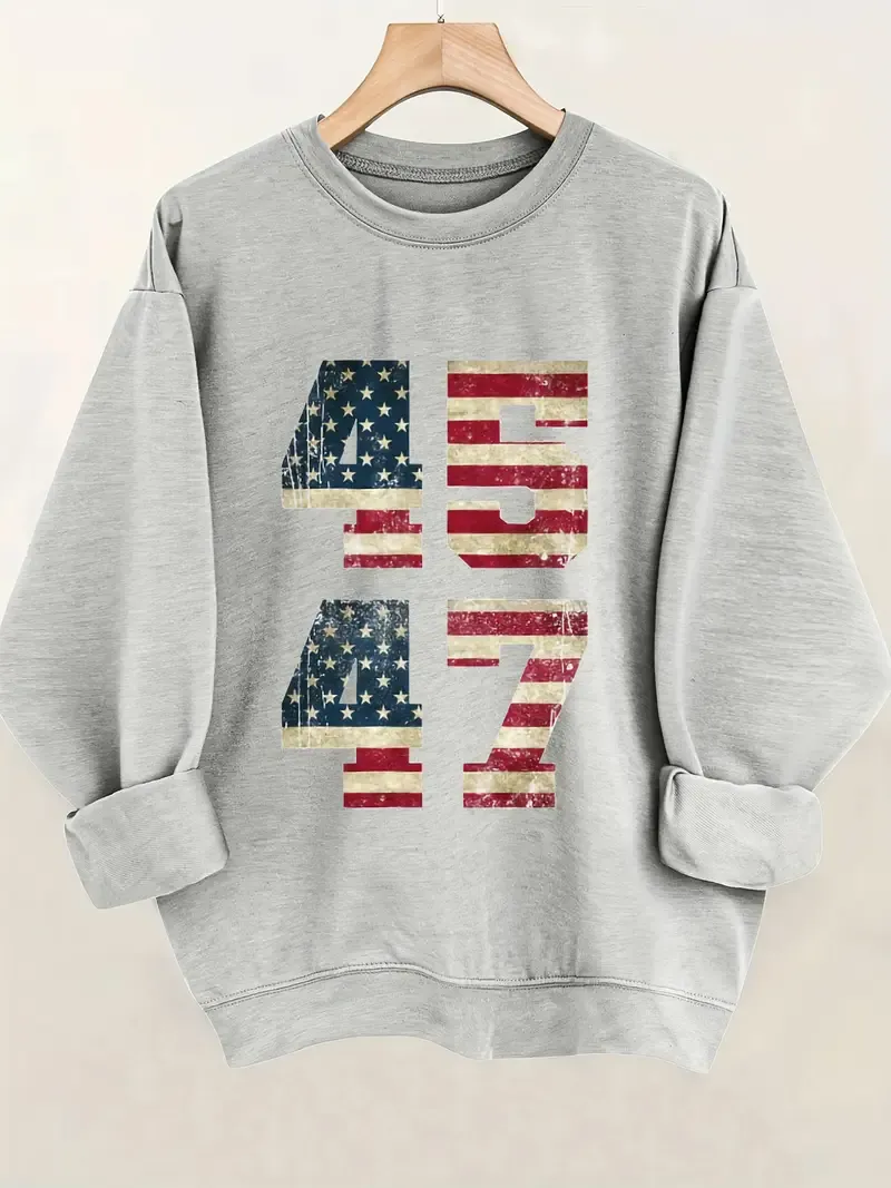merican Flag Print Sweatshirt