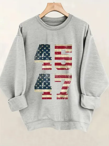 merican Flag Print Sweatshirt
