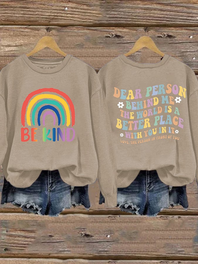 Women'S Casual Be Kind Printed Long Sleeve Sweatshirt-lovefitte