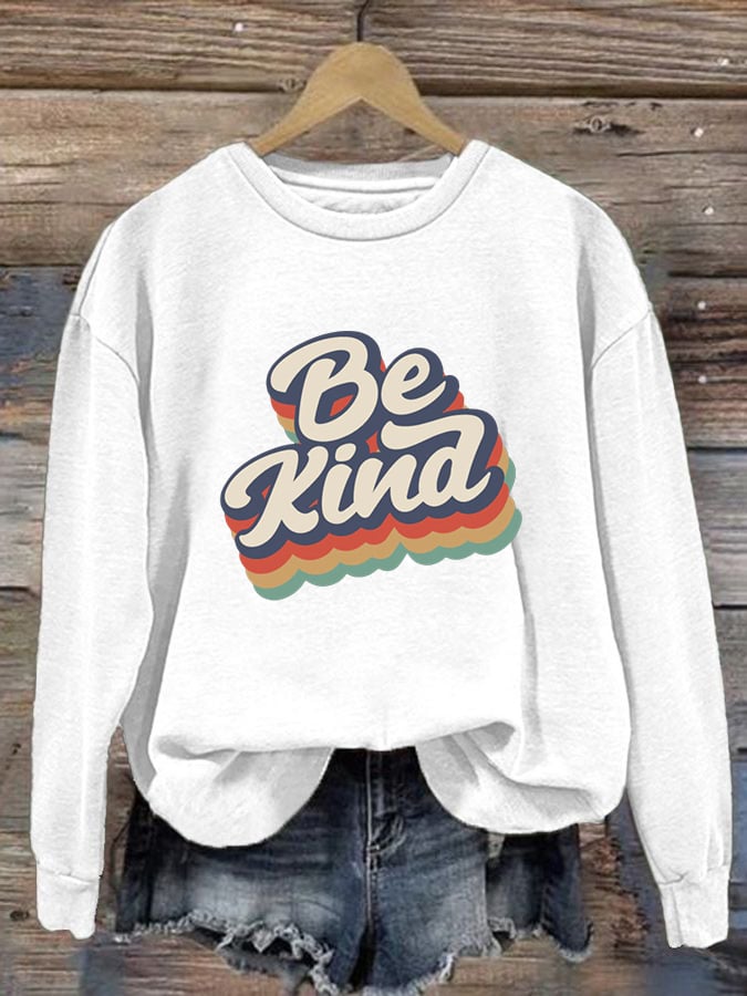 Women'S Be Kind Printed Sweatshirt-lovefitte