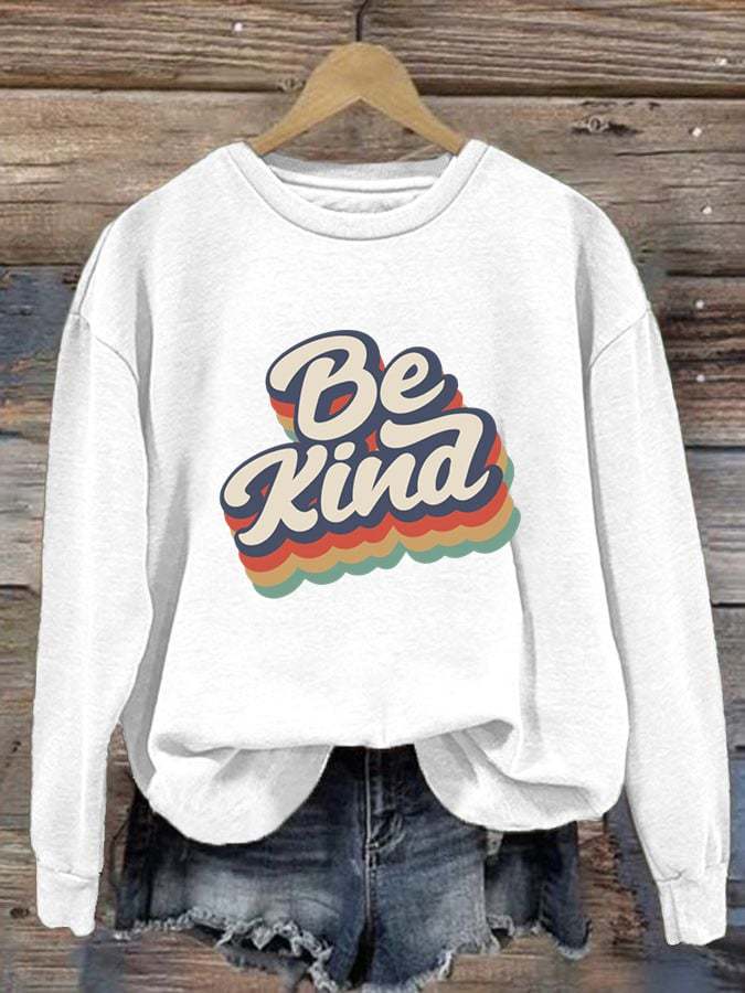 Women'S Be Kind Printed Sweatshirt-lovefitte