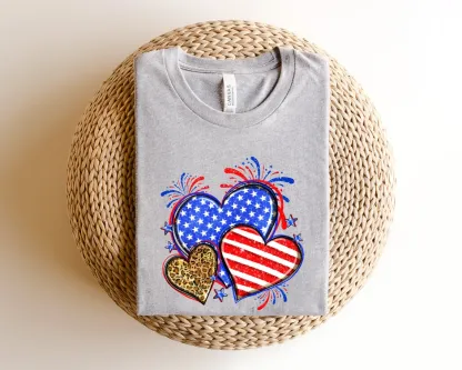 Leopard American Flag Heart Shirt