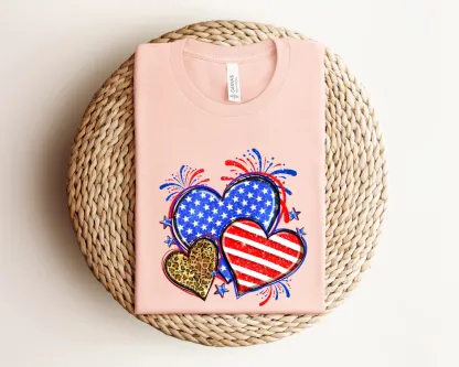 Leopard American Flag Heart Shirt