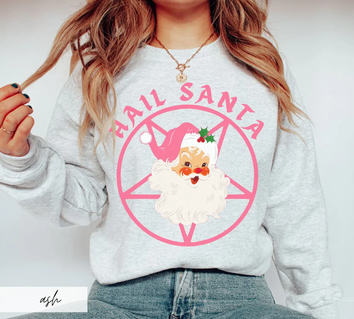 Pink Retro Hail Santa Sweatshirt