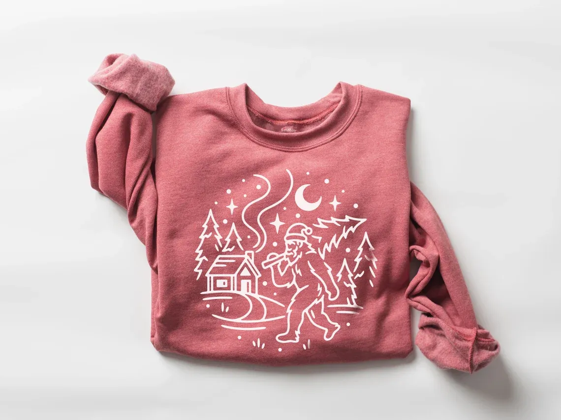 Bigfoot Christmas Tree Sweatshirts for Winter