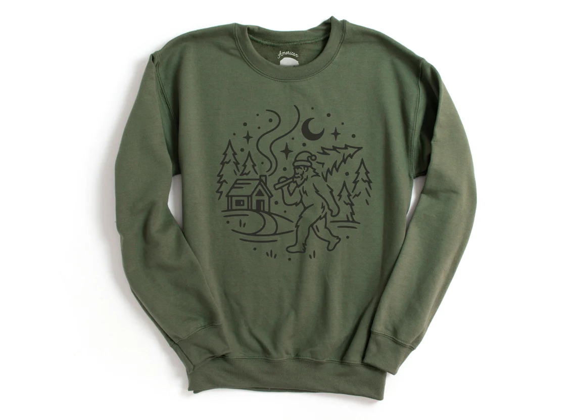 Bigfoot Christmas Tree Sweatshirts for Winter