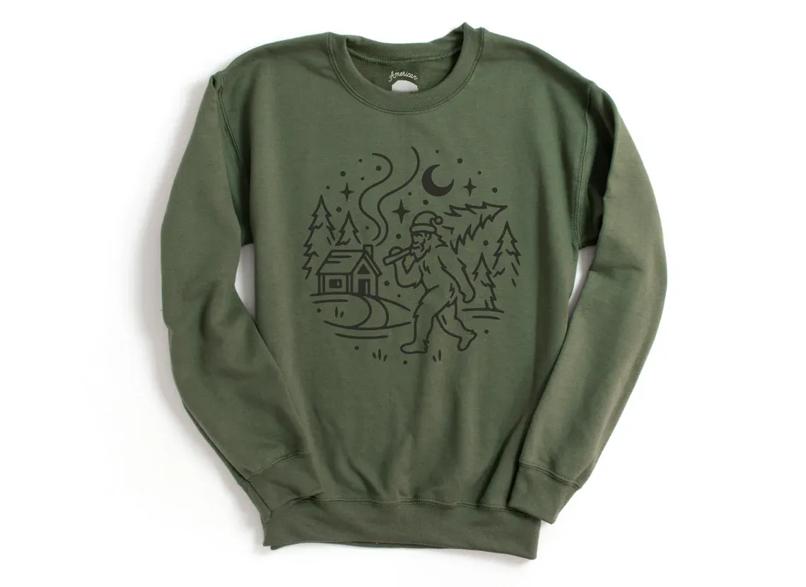 Bigfoot Christmas Tree Sweatshirts for Winter