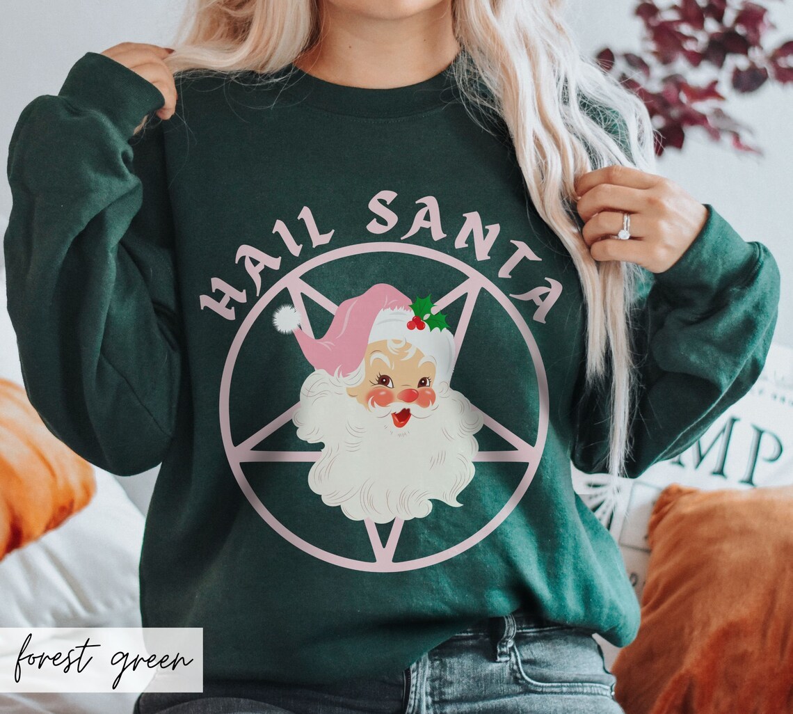 Pink Retro Hail Santa Sweatshirt