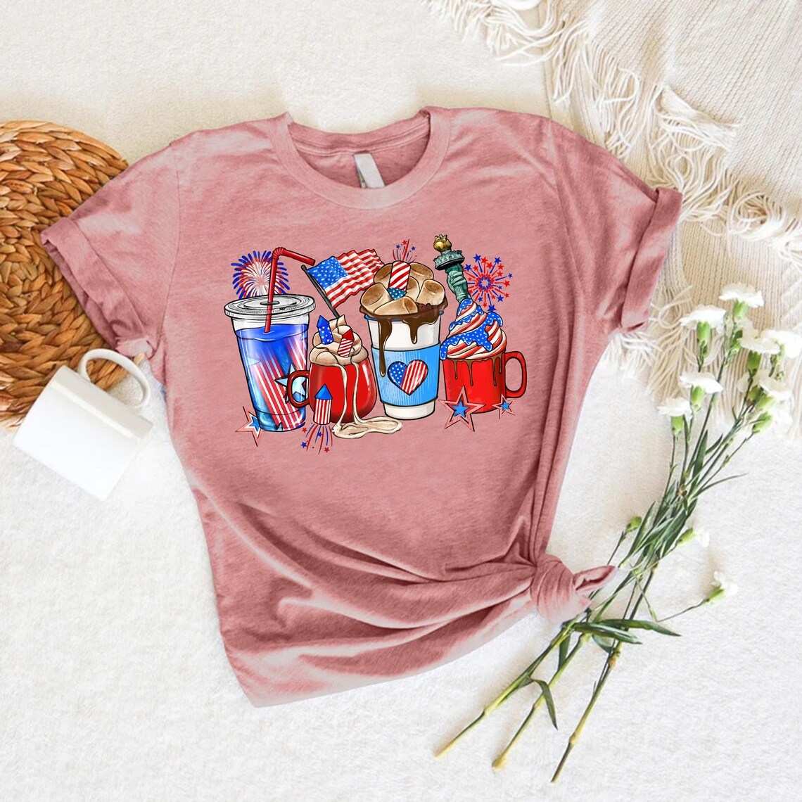 4th Of July Coffee Cups Tshirt