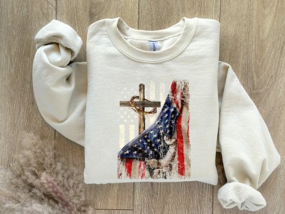 Christian Cross American Flag Sweatshirt
