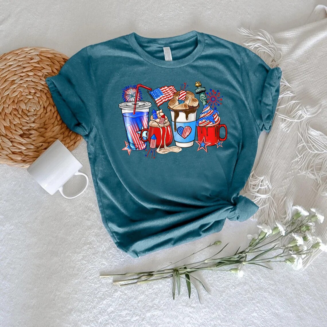 4th Of July Coffee Cups Tshirt