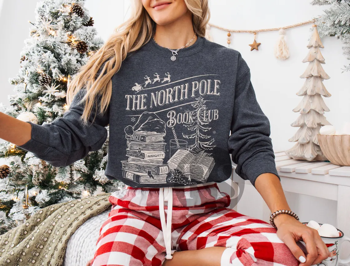 North Pole Book Club Sweatshirt for Christmas Bookworm
