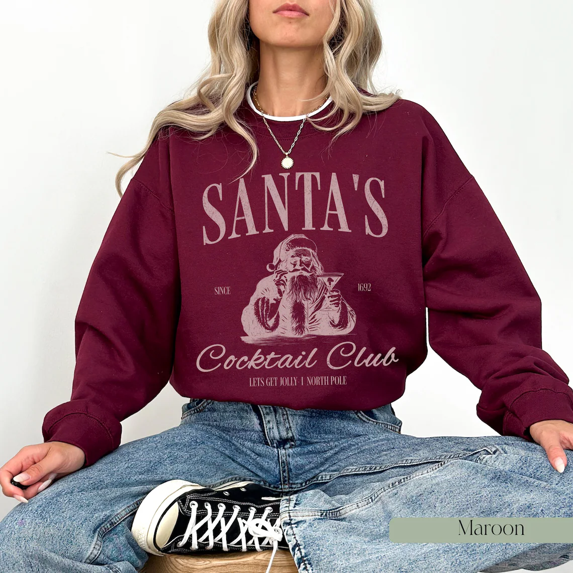 Santas Cocktail Club Christmas Sweatshirt