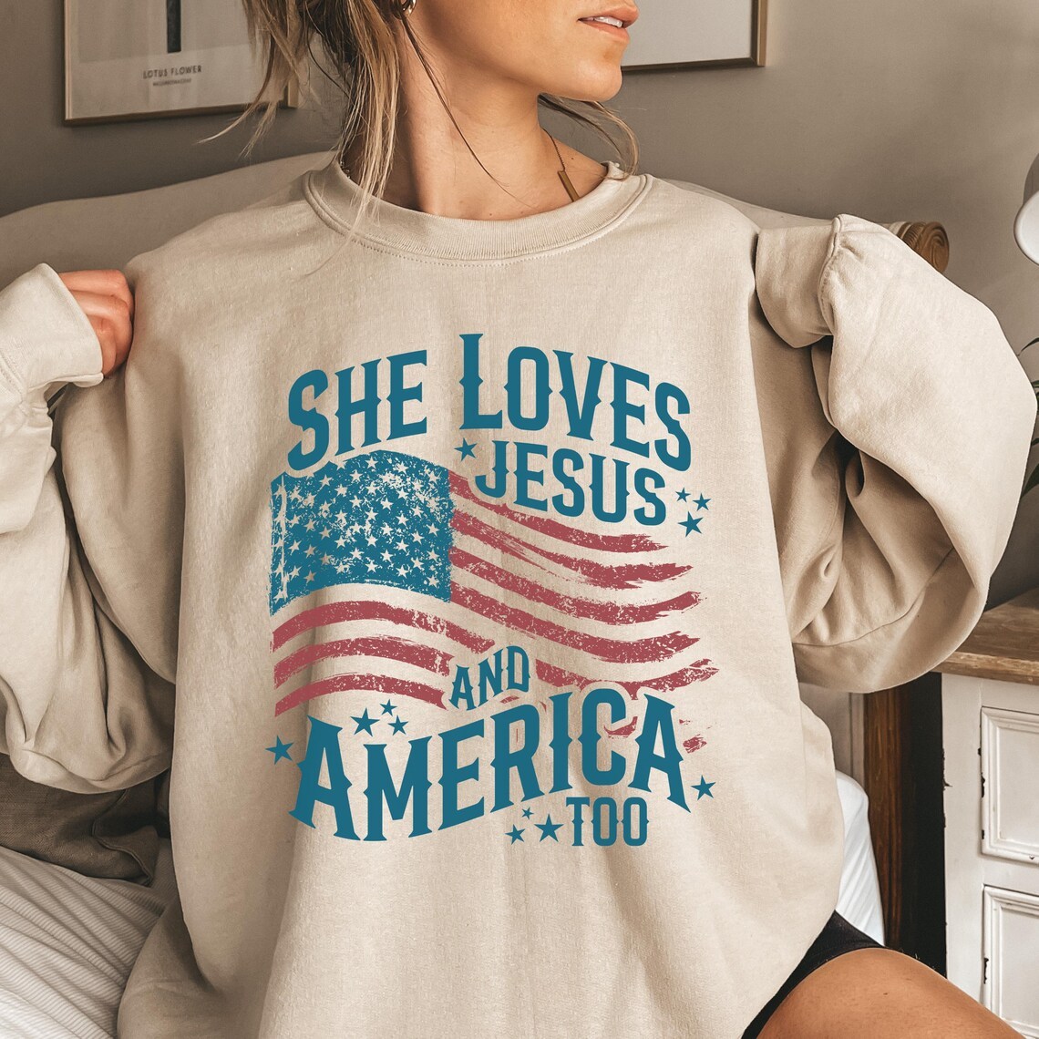 She Loves Jesus And America Too Sweatshirt