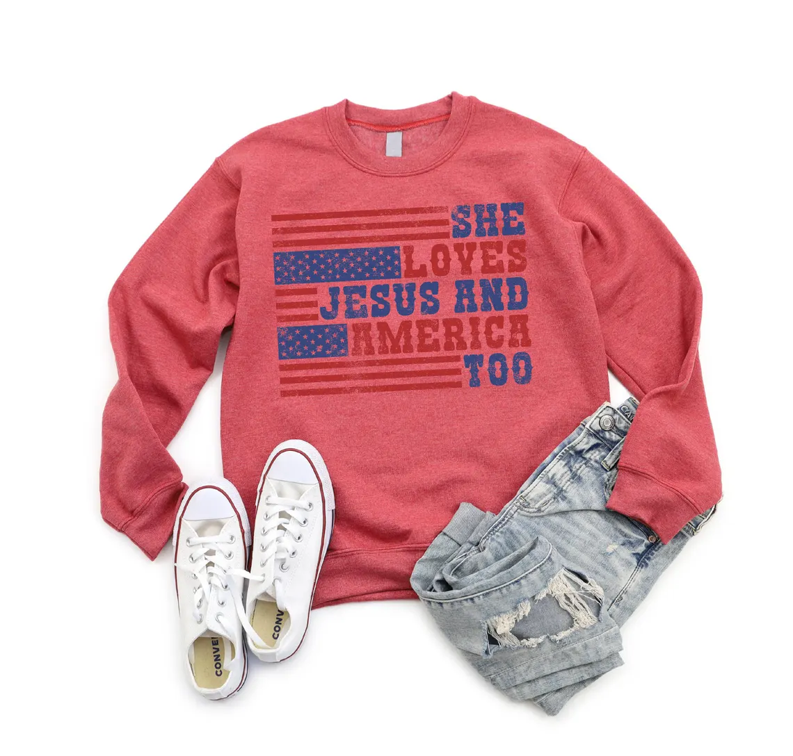 She Loves Jesus And America Too Sweatshirt