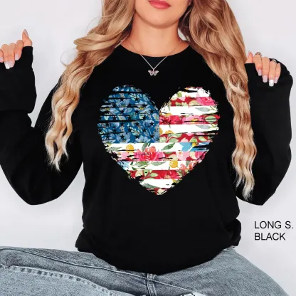 Floral American Flag Sweatshirt