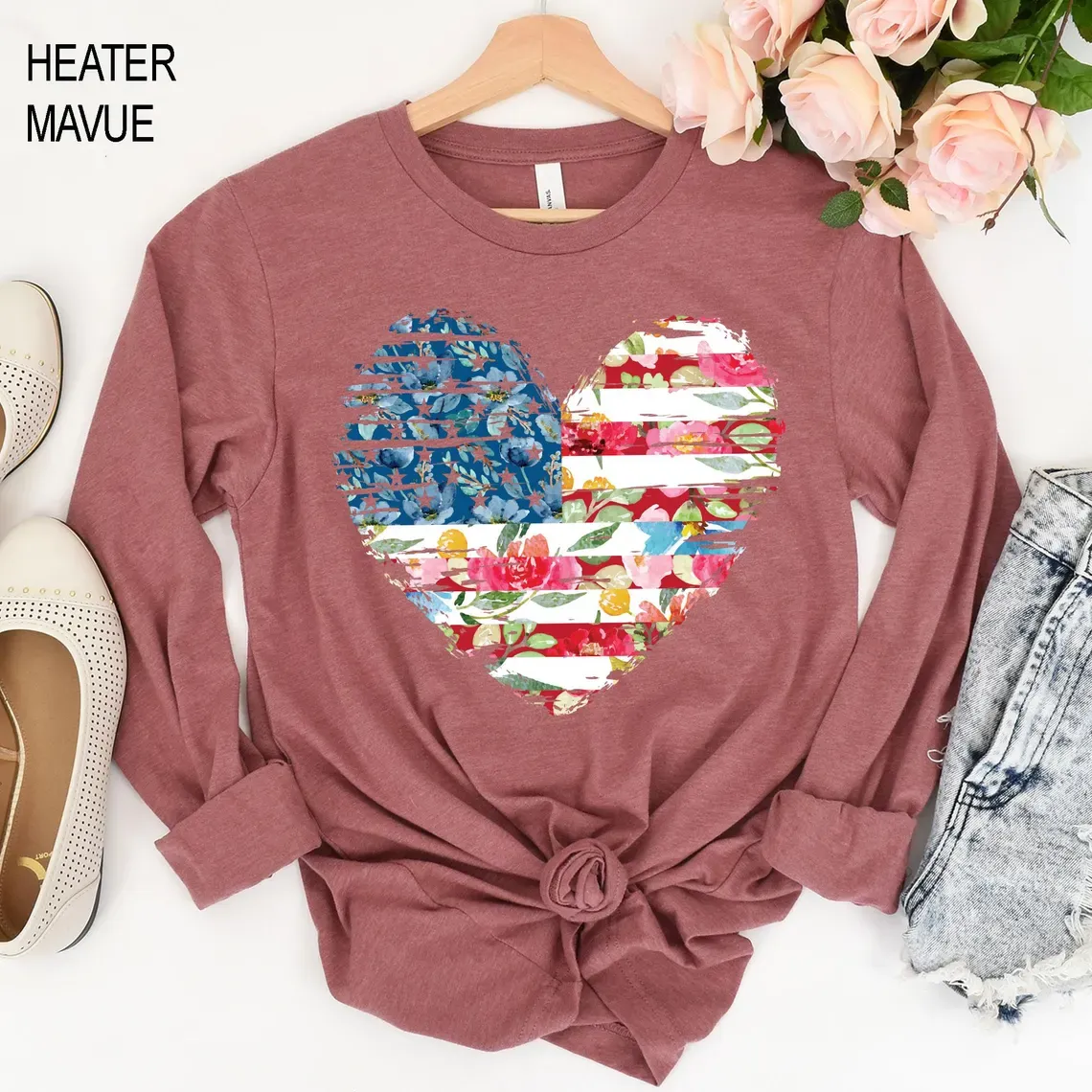 Floral American Flag Sweatshirt