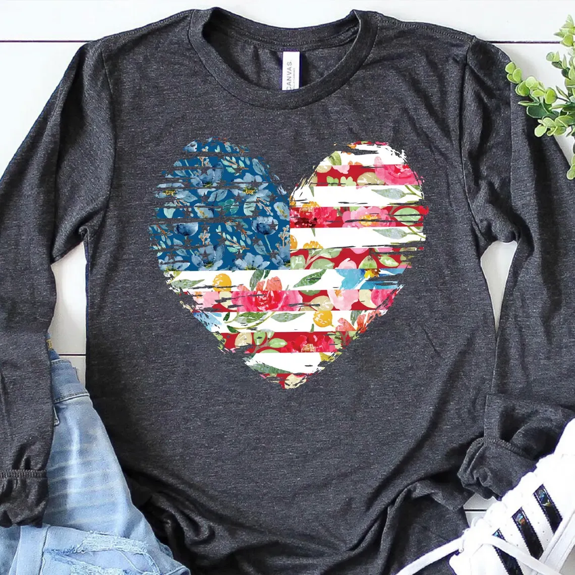 Floral American Flag Sweatshirt