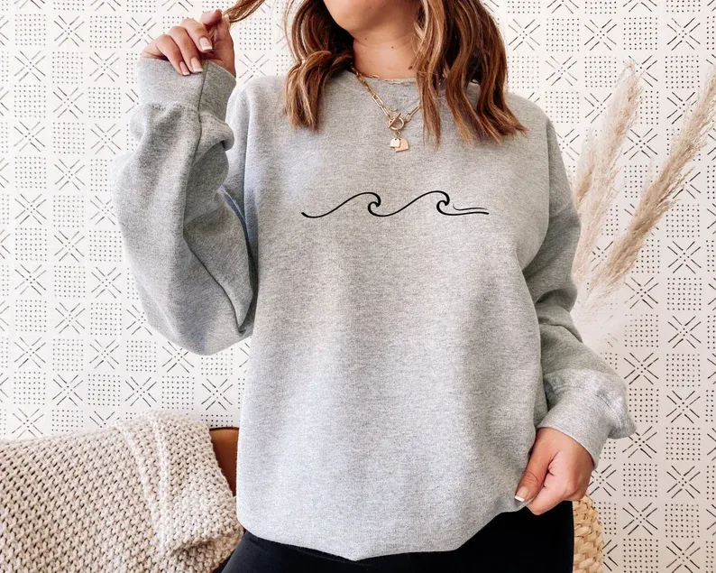 Minimalist Ocean Waves Sweatshirt