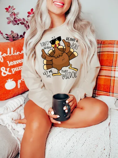 Turkey Gravy Beans And Rolls Let Me See That Casserole Sweatshirt