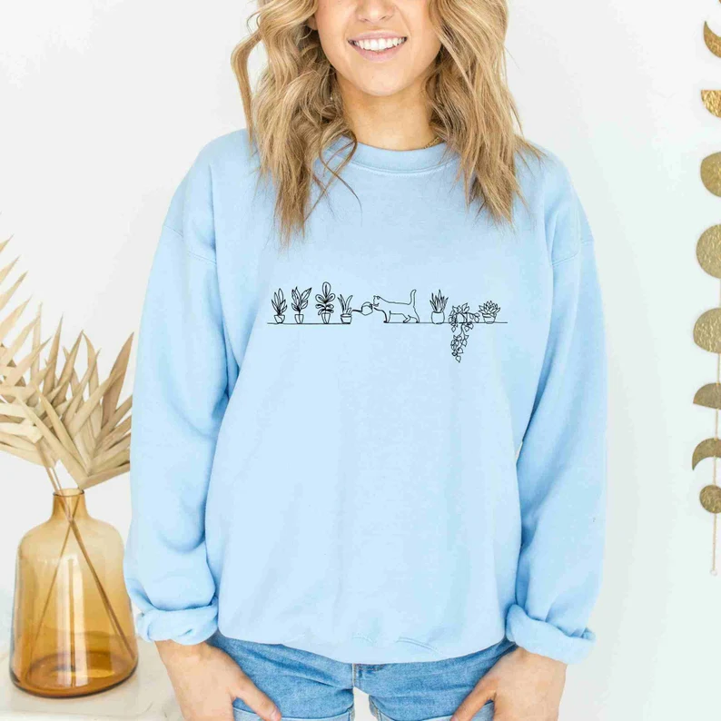 Cat Watering Plants Sweatshirt