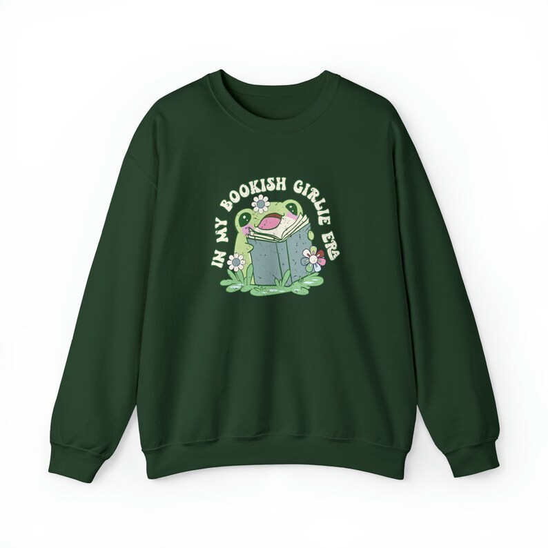 In My Bookish Girlie Era Trendy Crewneck Frog Sweatshir