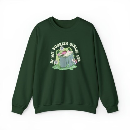 In My Bookish Girlie Era Trendy Crewneck Frog Sweatshir