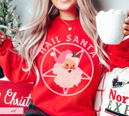 Pink Retro Hail Santa Sweatshirt