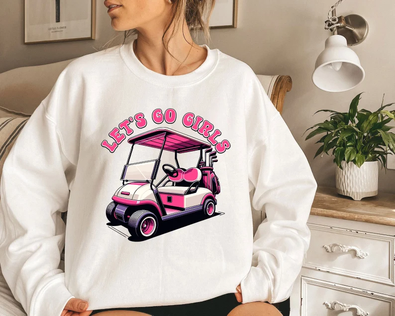 Let's Go Girls Pink Golf Cart Sweater