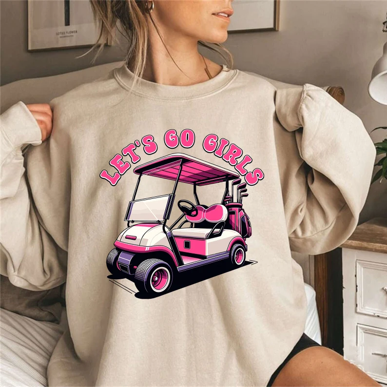 Let's Go Girls Pink Golf Cart Sweater