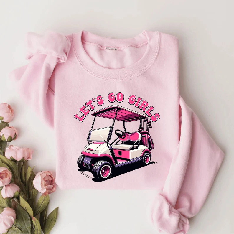 Let's Go Girls Pink Golf Cart Sweater