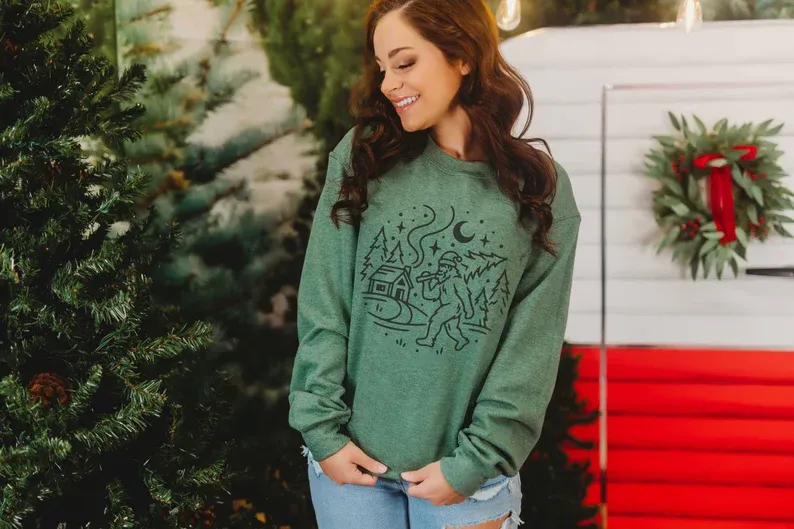 Bigfoot Christmas Tree Sweatshirts for Winter