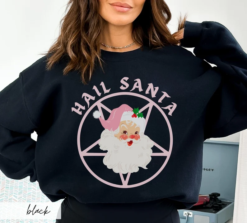 Pink Retro Hail Santa Sweatshirt