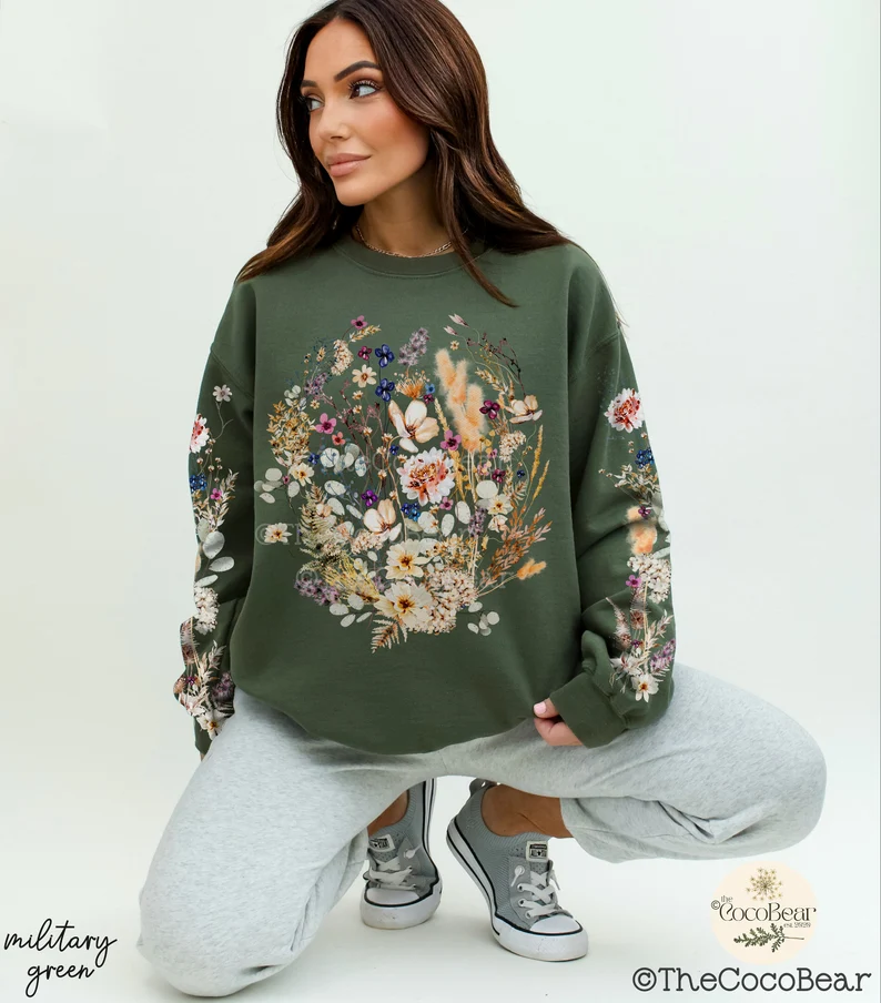 Vintage Pressed Flowers Sweatshirt