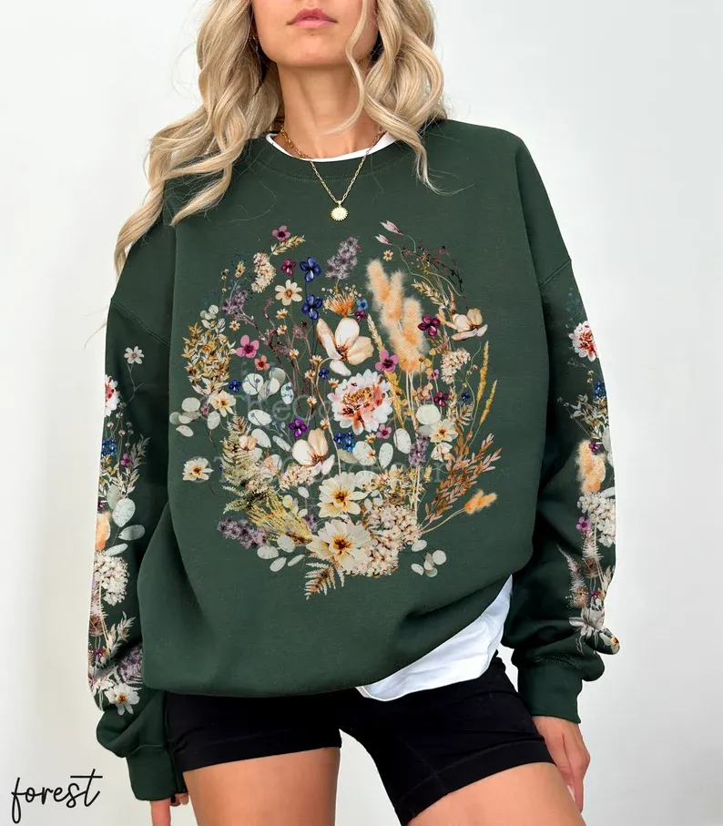 Vintage Pressed Flowers Sweatshirt