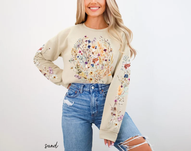 Vintage Pressed Flowers Sweatshirt