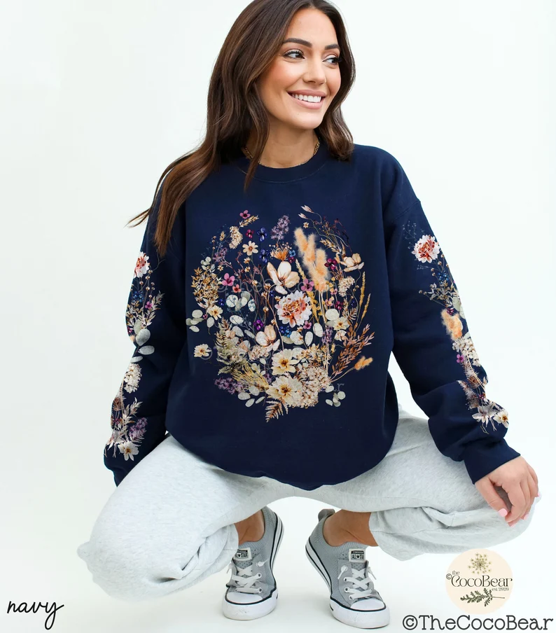 Vintage Pressed Flowers Sweatshirt