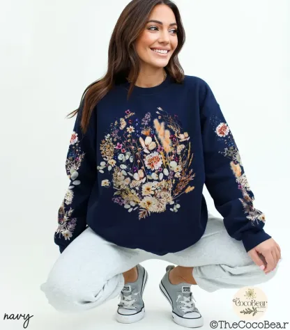 Vintage Pressed Flowers Sweatshirt