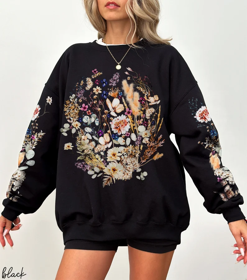 Vintage Pressed Flowers Sweatshirt