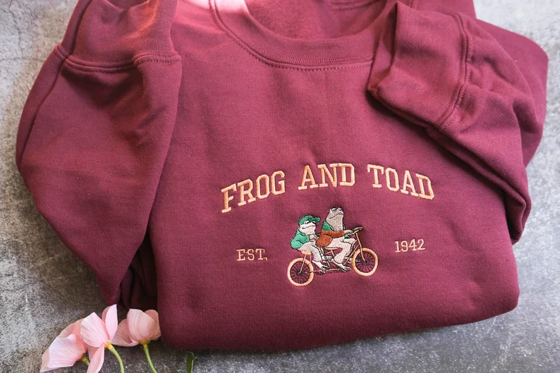 Embroidered Frog And Toad Crewneck