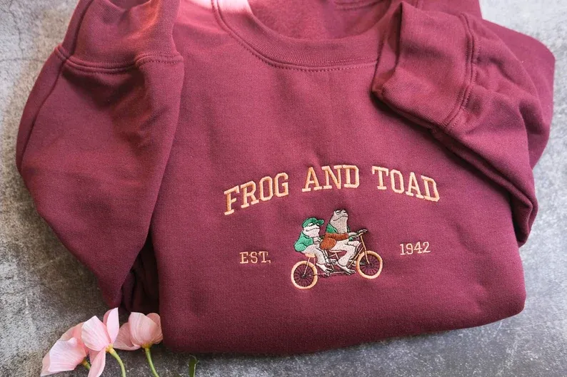 Embroidered Frog And Toad Crewneck