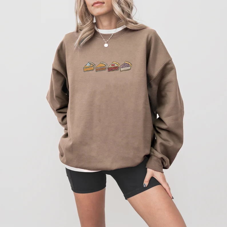 Thanksgiving Pie Embroidered Unisex Premium Sweatshirt